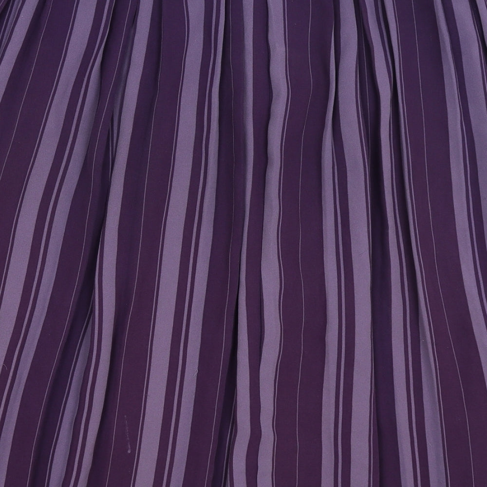Preworn Womens Purple Striped  Pleated Skirt Size L