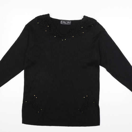 Pom Pom  Womens Black   Pullover Jumper Size 14