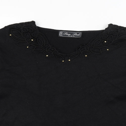 Pom Pom  Womens Black   Pullover Jumper Size 14
