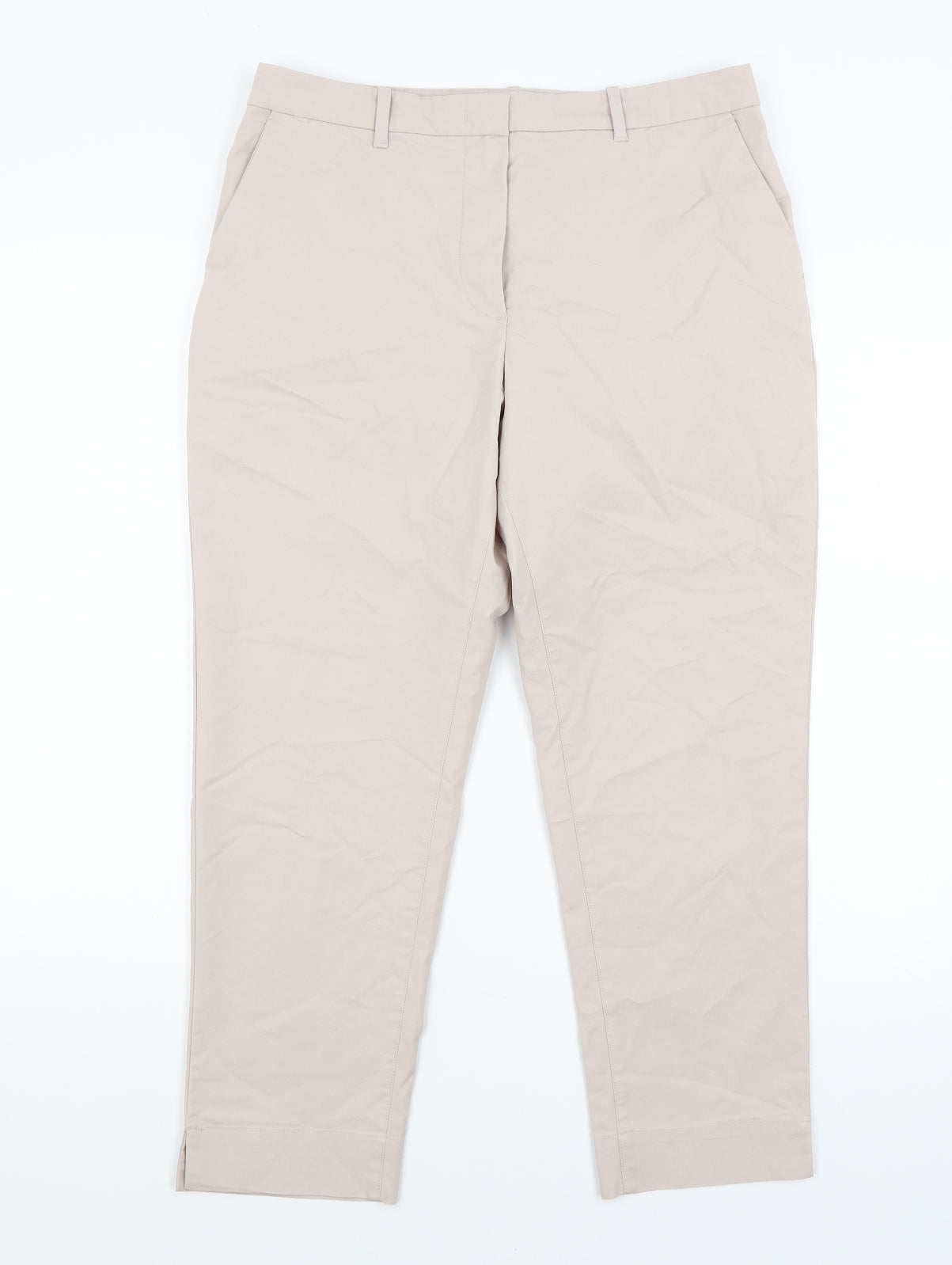 M&S Womens Beige   Cropped Trousers Size 12 L24 in