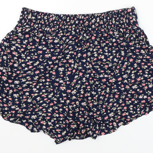 Peacocks Womens Blue Floral  Mom Shorts Size 8