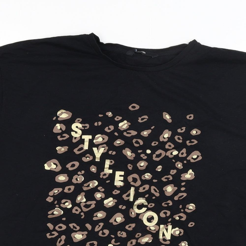 George Girls Black   Basic T-Shirt Size 13-14 Years  - style icon