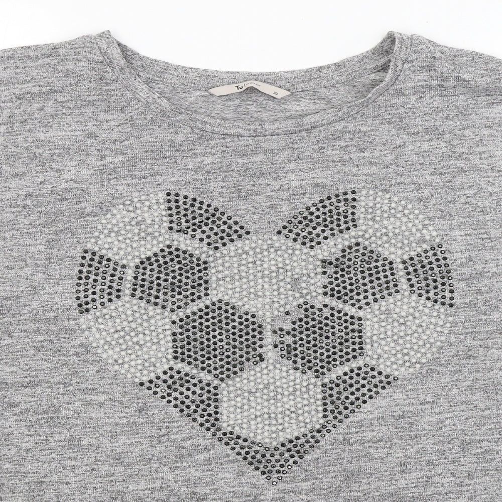 TU Womens Grey   Basic T-Shirt Size 20  - football heart