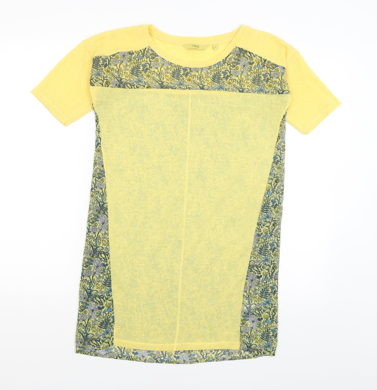 NEXT Womens Yellow Floral  Basic T-Shirt Size 6