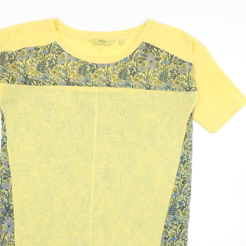 NEXT Womens Yellow Floral  Basic T-Shirt Size 6