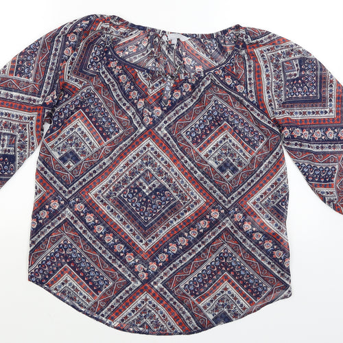 Red Herring Womens Blue Floral  Basic Blouse Size 10