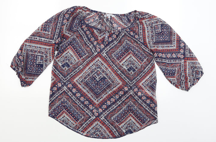 Red Herring Womens Blue Floral  Basic Blouse Size 10