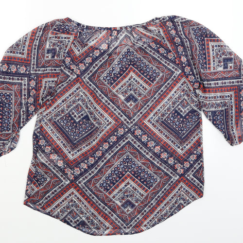 Red Herring Womens Blue Floral  Basic Blouse Size 10