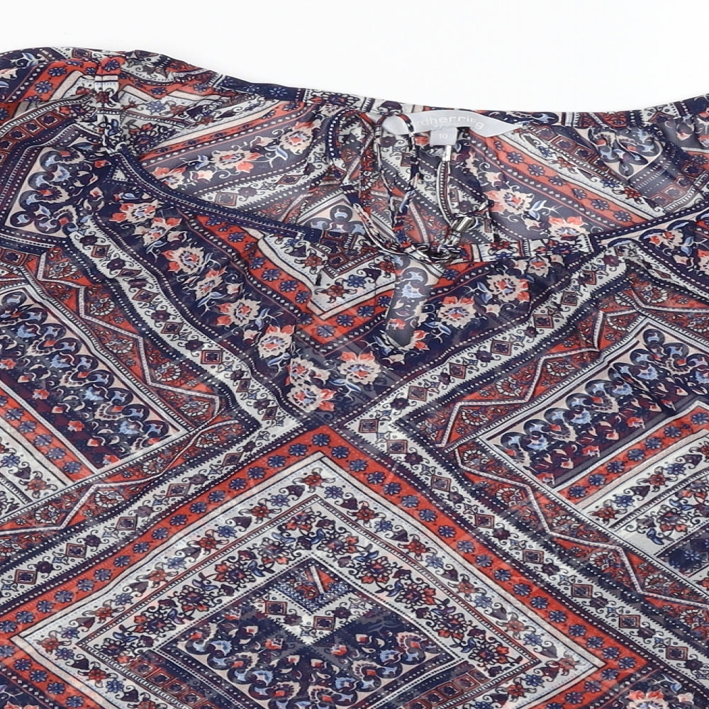 Red Herring Womens Blue Floral  Basic Blouse Size 10