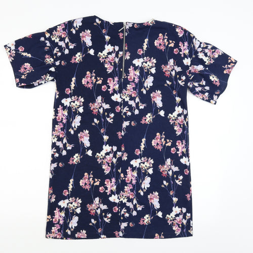 F&F Womens Blue Floral  Tunic T-Shirt Size 8