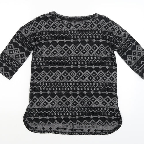 NEXT Womens Black Geometric  Basic T-Shirt Size 6