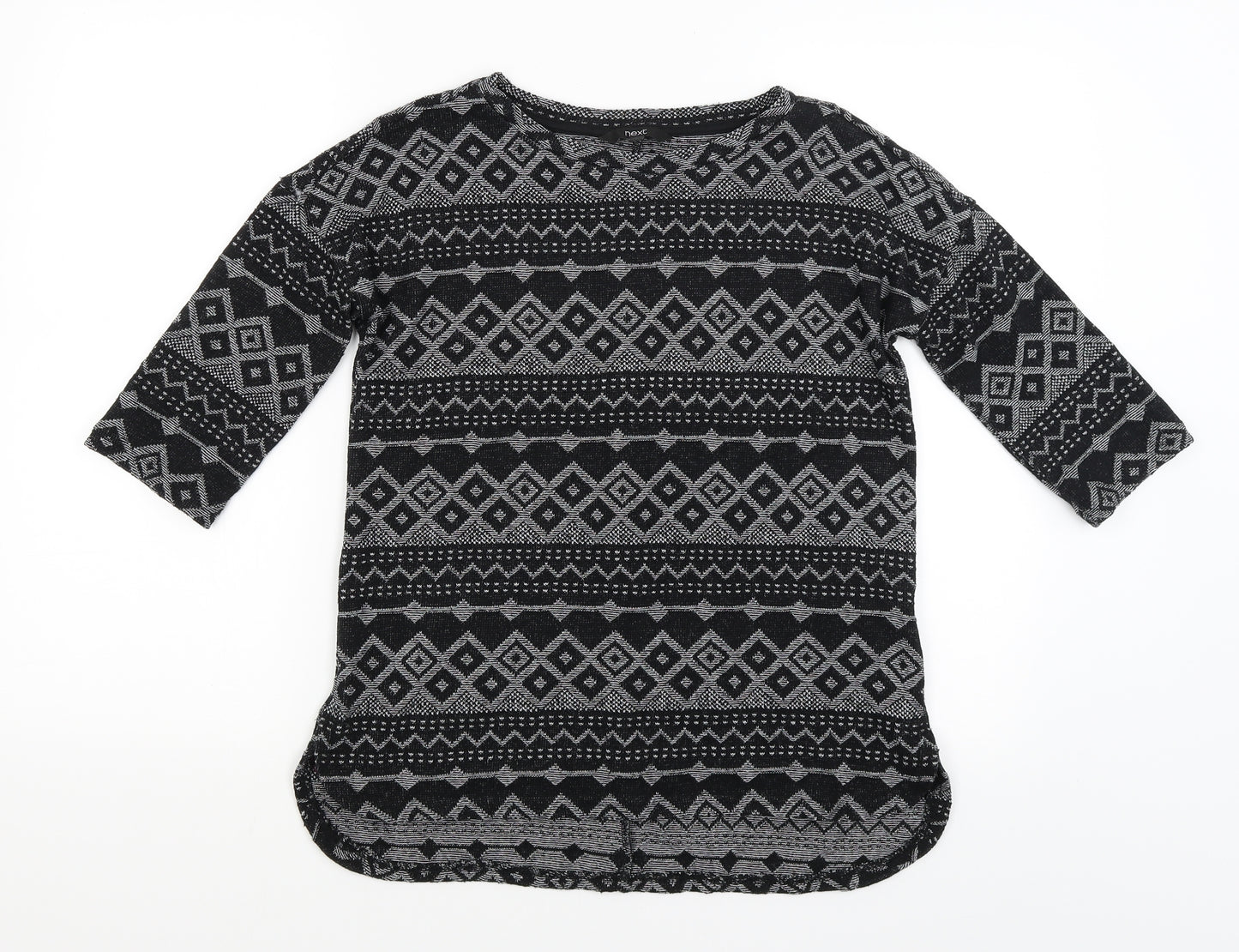NEXT Womens Black Geometric  Basic T-Shirt Size 6