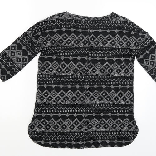 NEXT Womens Black Geometric  Basic T-Shirt Size 6