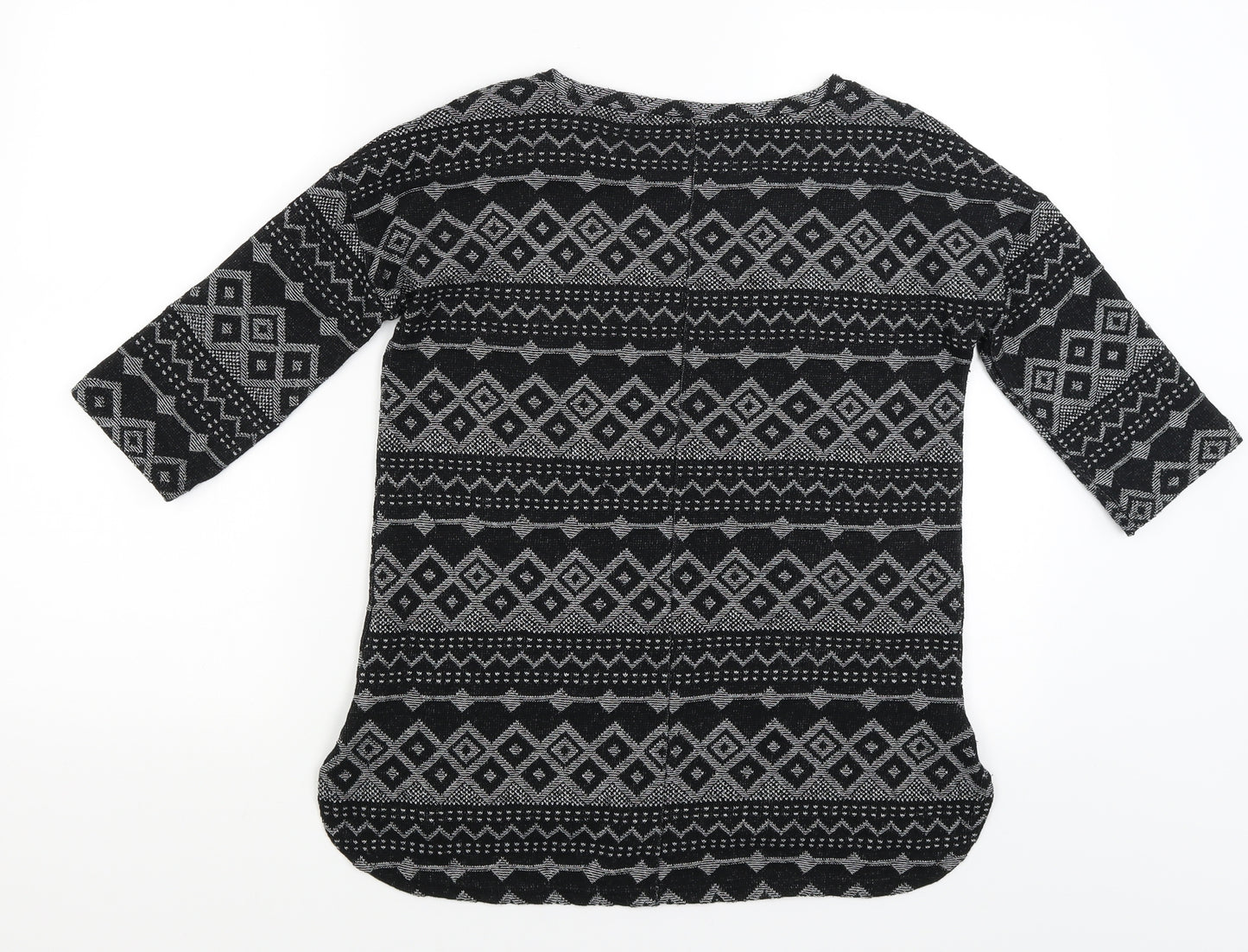 NEXT Womens Black Geometric  Basic T-Shirt Size 6