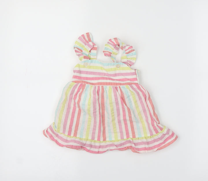 Fred & Flo Girls Multicoloured Striped A-Line Size 6-9 Months