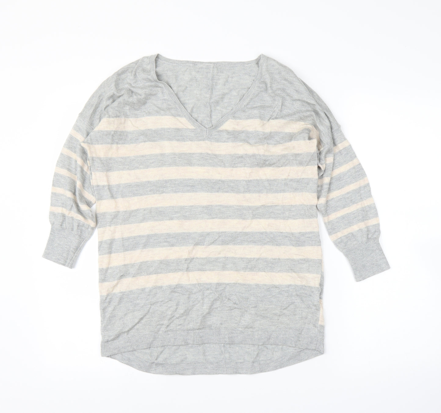 Oasis Womens Grey Striped  Pullover Jumper Size M
