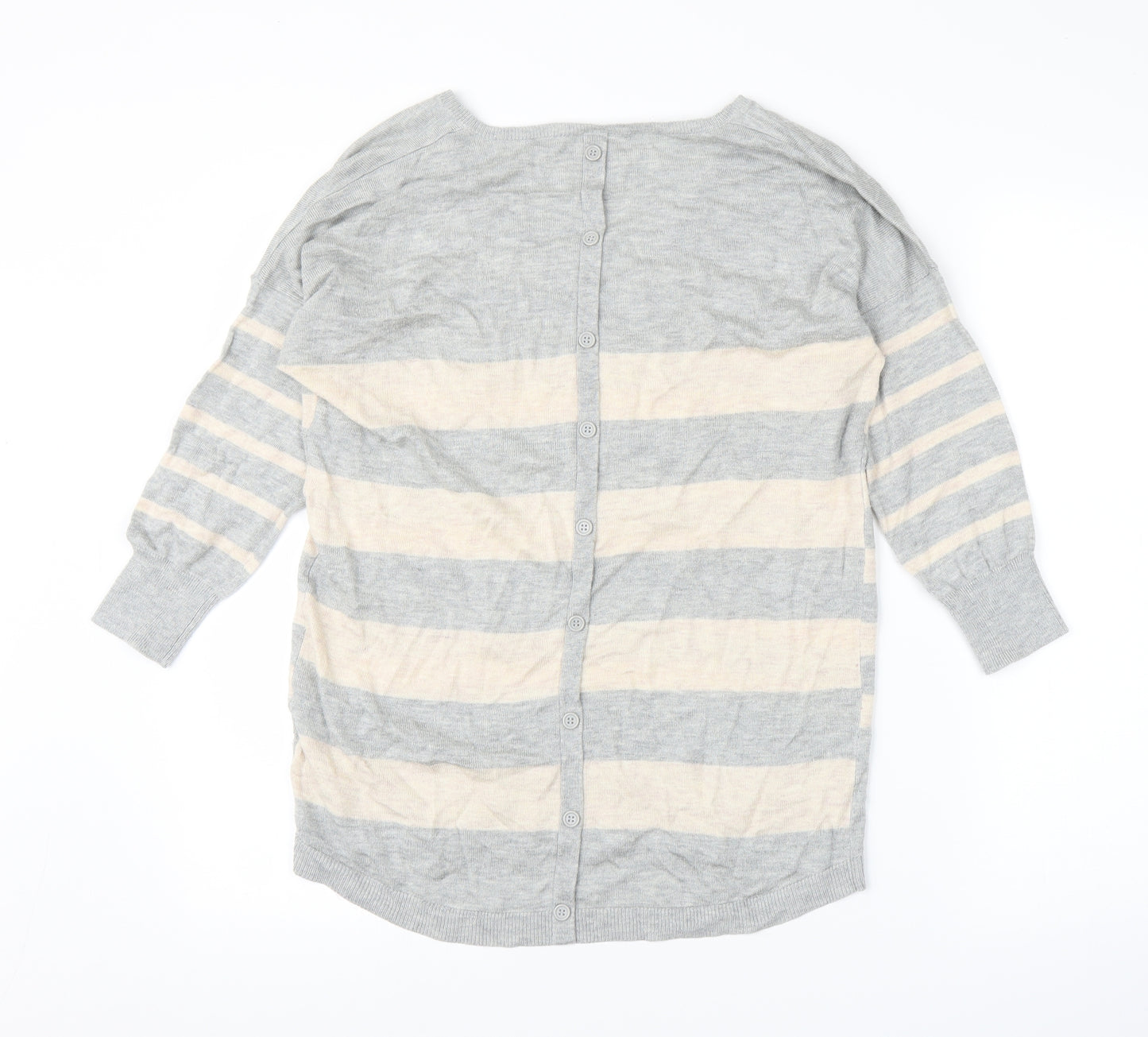 Oasis Womens Grey Striped  Pullover Jumper Size M