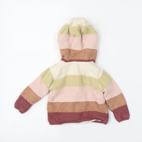 TU Girls Multicoloured Striped  Cardigan Jumper Size 6-9 Months