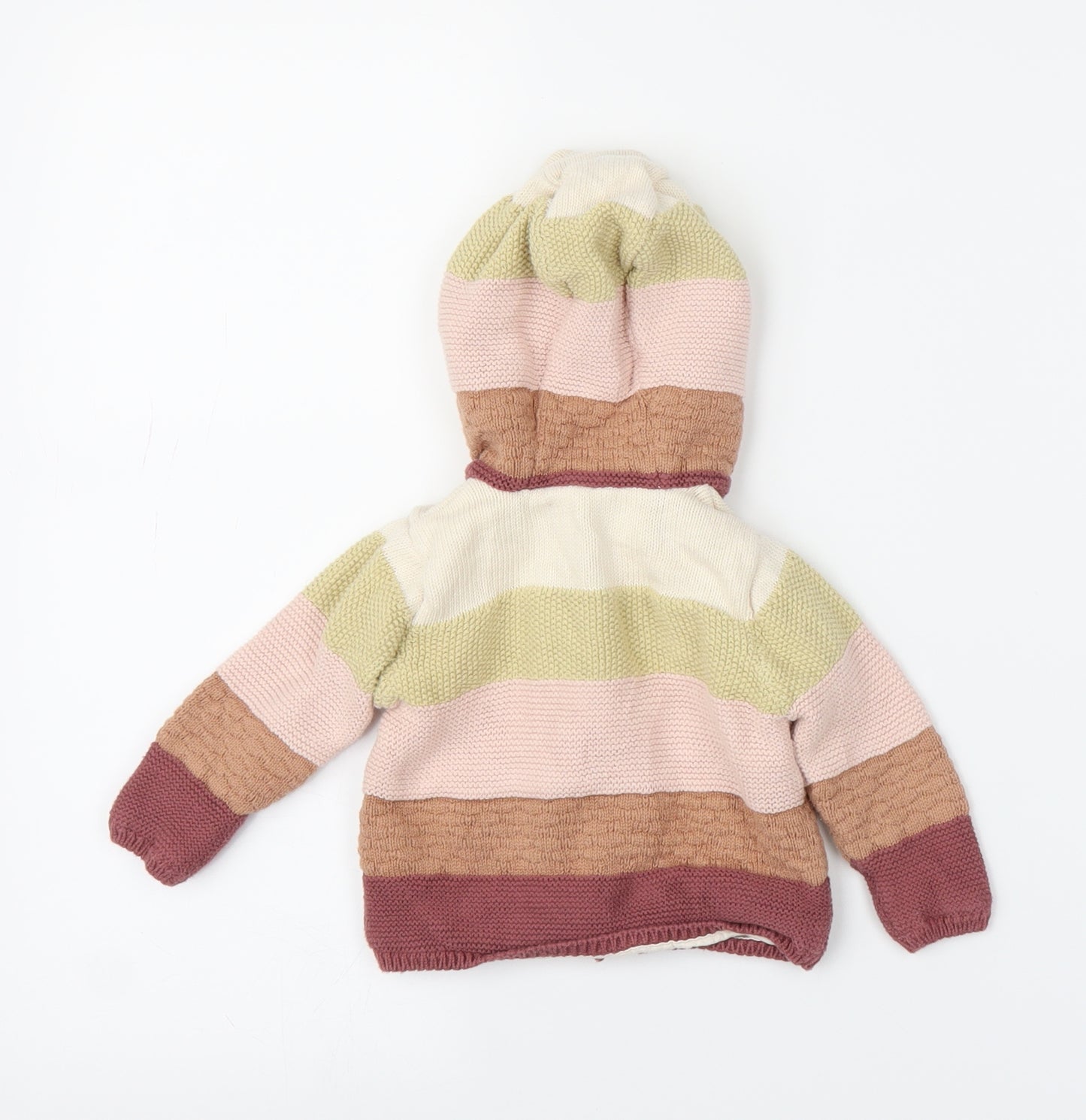 TU Girls Multicoloured Striped  Cardigan Jumper Size 6-9 Months