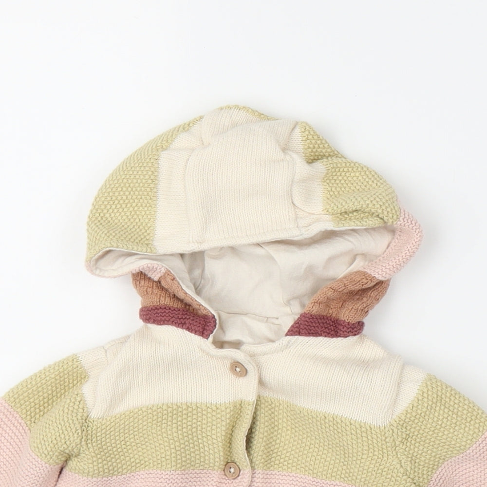 TU Girls Multicoloured Striped  Cardigan Jumper Size 6-9 Months