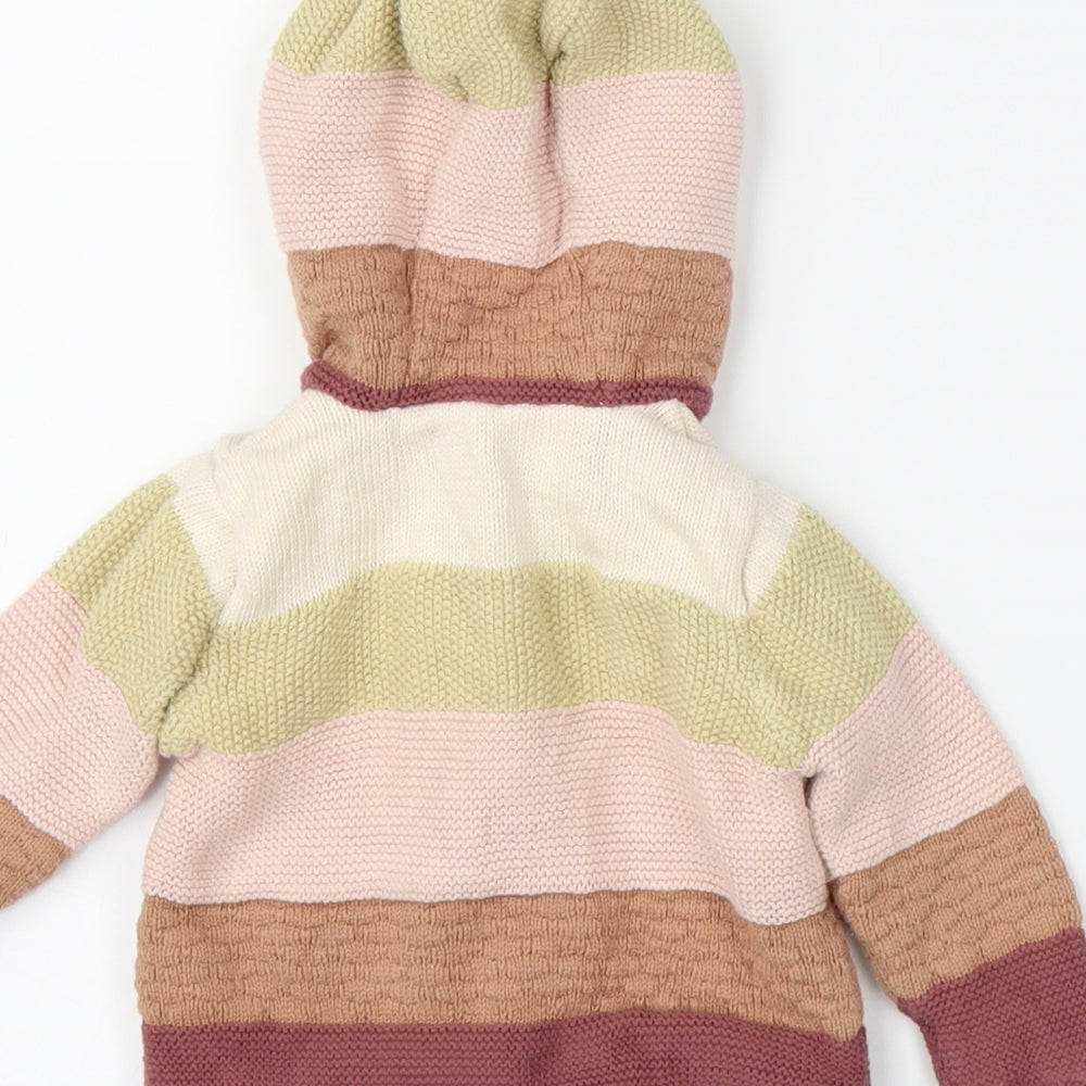 TU Girls Multicoloured Striped  Cardigan Jumper Size 6-9 Months