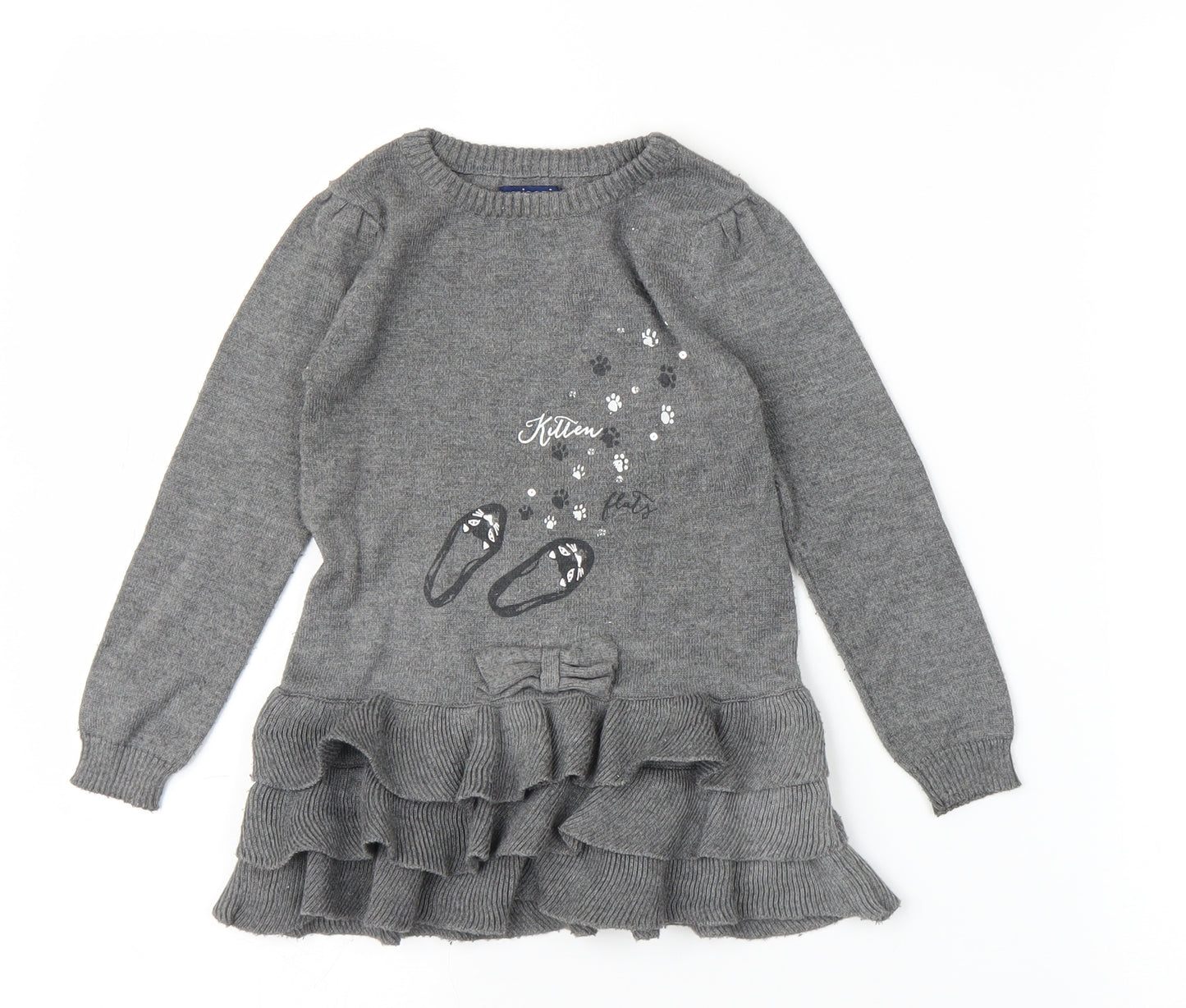Minoti Girls Grey   Jumper Dress  Size 2 Years  - Kitten