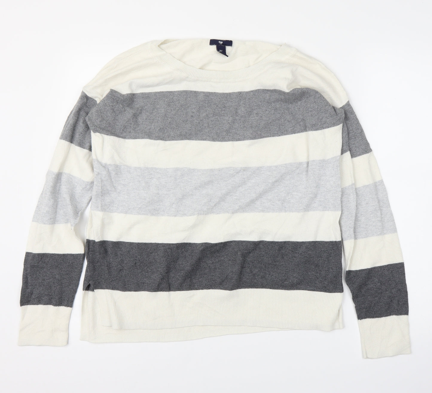 Gap Mens White Striped  Pullover Jumper Size L