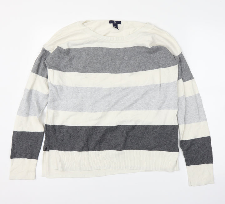 Gap Mens White Striped  Pullover Jumper Size L