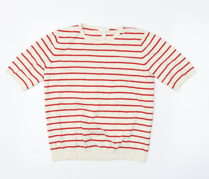 H&M Womens Ivory Striped  Basic Blouse Size M
