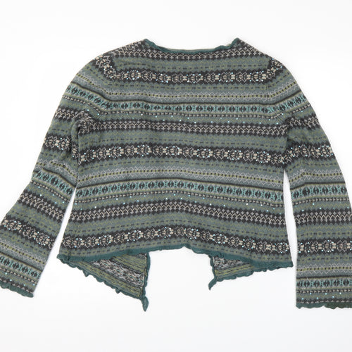 Jigsaw Womens Green Fair Isle  Cardigan Jumper Size S