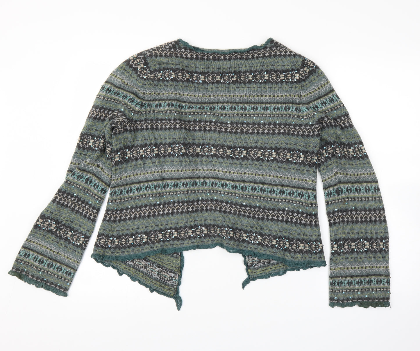 Jigsaw Womens Green Fair Isle  Cardigan Jumper Size S