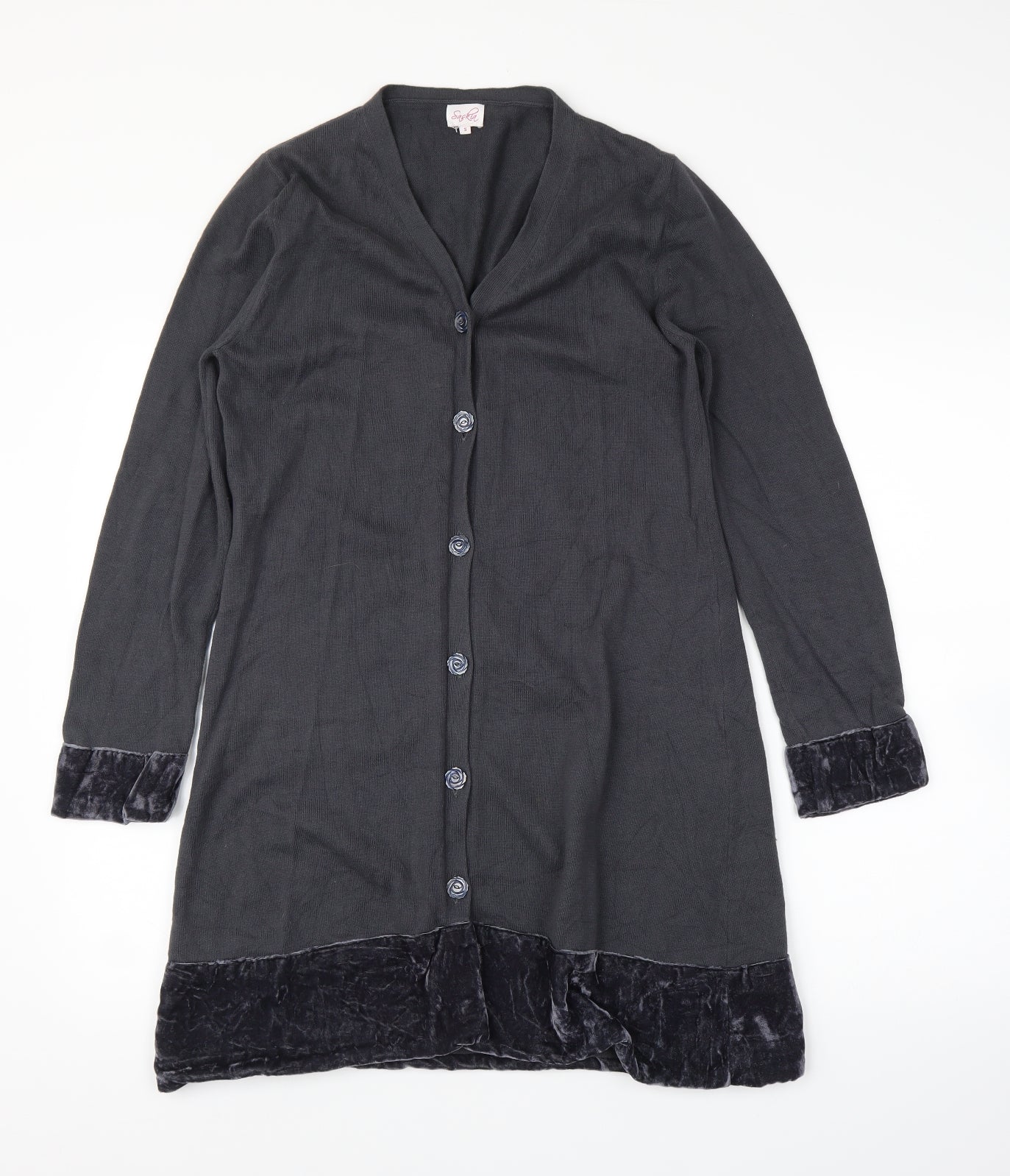 Saskia Womens Grey   Cardigan Jumper Size S