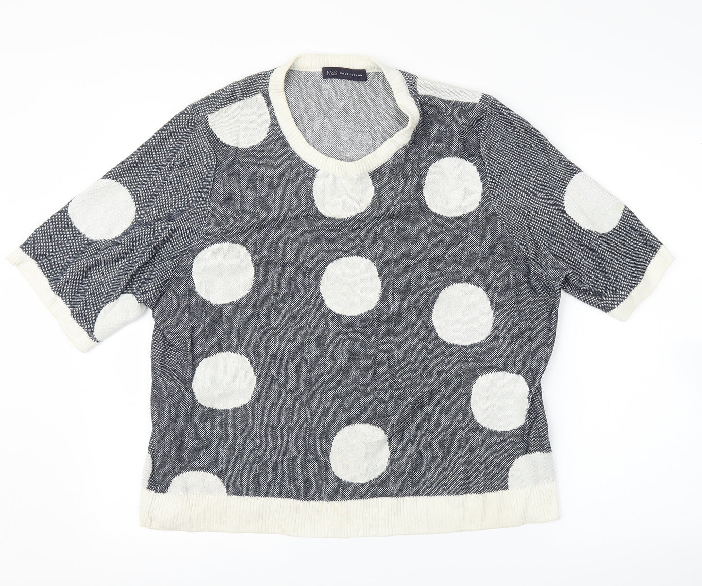 M&S Womens Grey Polka Dot  Pullover Jumper Size 24