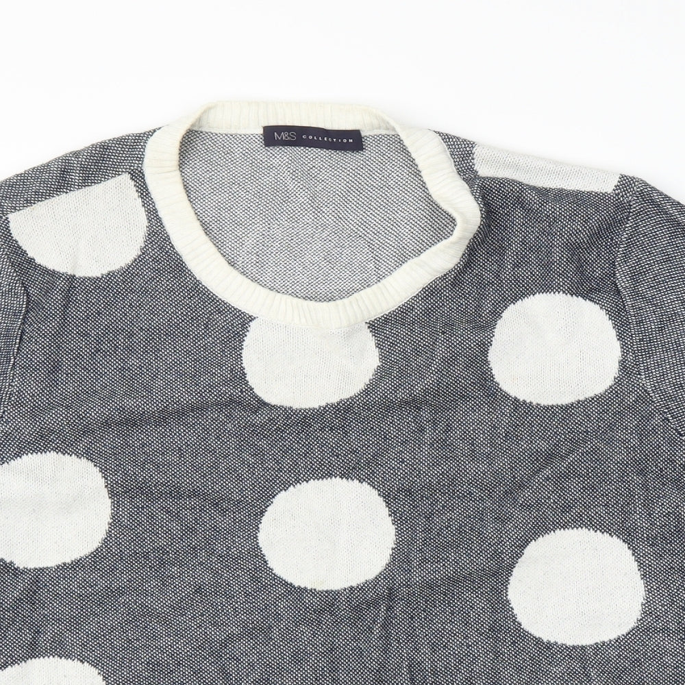 M&S Womens Grey Polka Dot  Pullover Jumper Size 24
