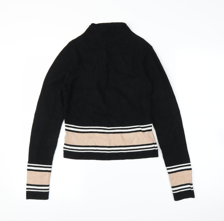 New Look Womens Black Striped  Pullover Jumper Size 12