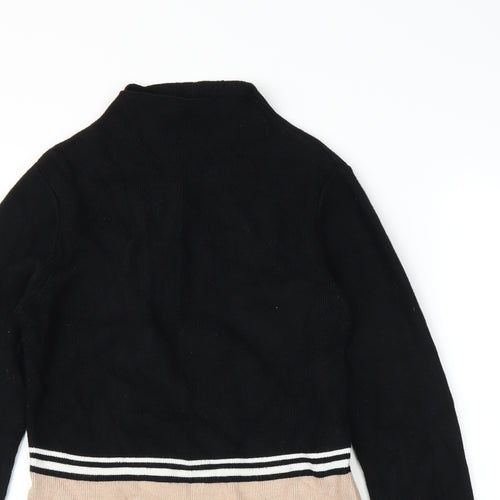 New Look Womens Black Striped  Pullover Jumper Size 12