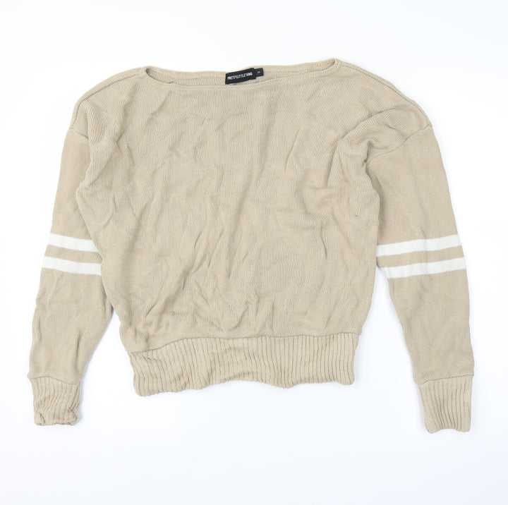 PRETTYLITTLETHING Womens Beige Pullover Jumper Size S