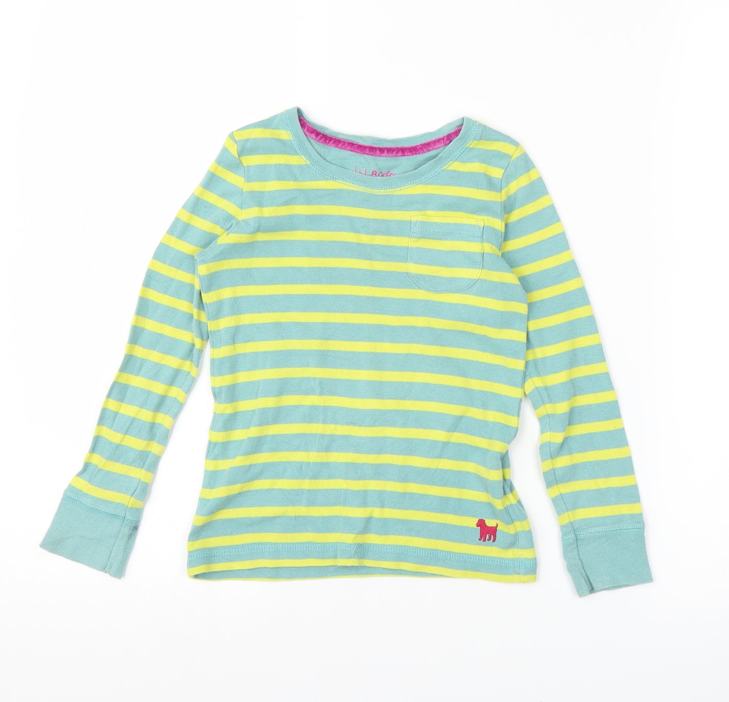 Mini Boden Girls Green Striped  Basic T-Shirt Size 4-5 Years