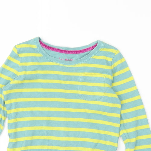 Mini Boden Girls Green Striped  Basic T-Shirt Size 4-5 Years