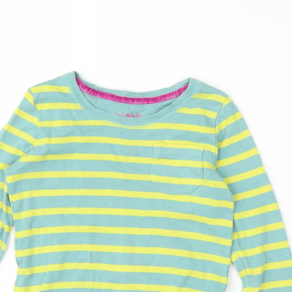 Mini Boden Girls Green Striped  Basic T-Shirt Size 4-5 Years