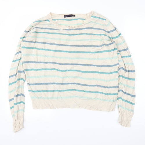 M&S Womens Beige Striped  Pullover Jumper Size 14