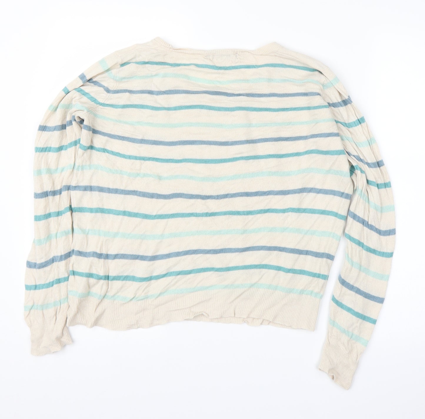 M&S Womens Beige Striped  Pullover Jumper Size 14