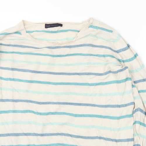M&S Womens Beige Striped  Pullover Jumper Size 14