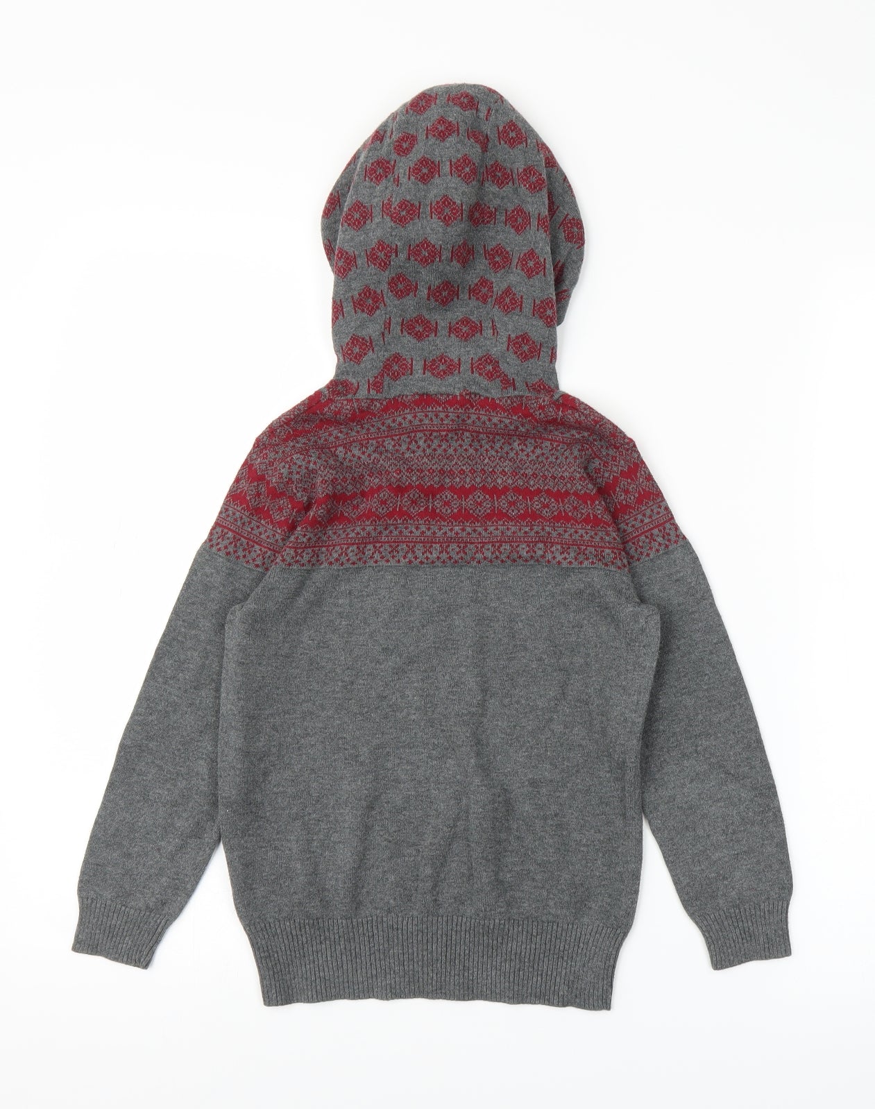 Urban Outlaws Boys Grey Fair Isle  Pullover Hoodie Size 6-7 Years