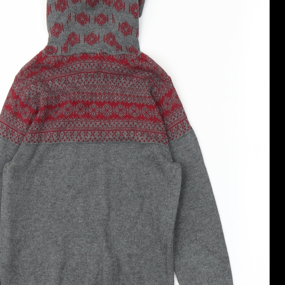 Urban Outlaws Boys Grey Fair Isle  Pullover Hoodie Size 6-7 Years