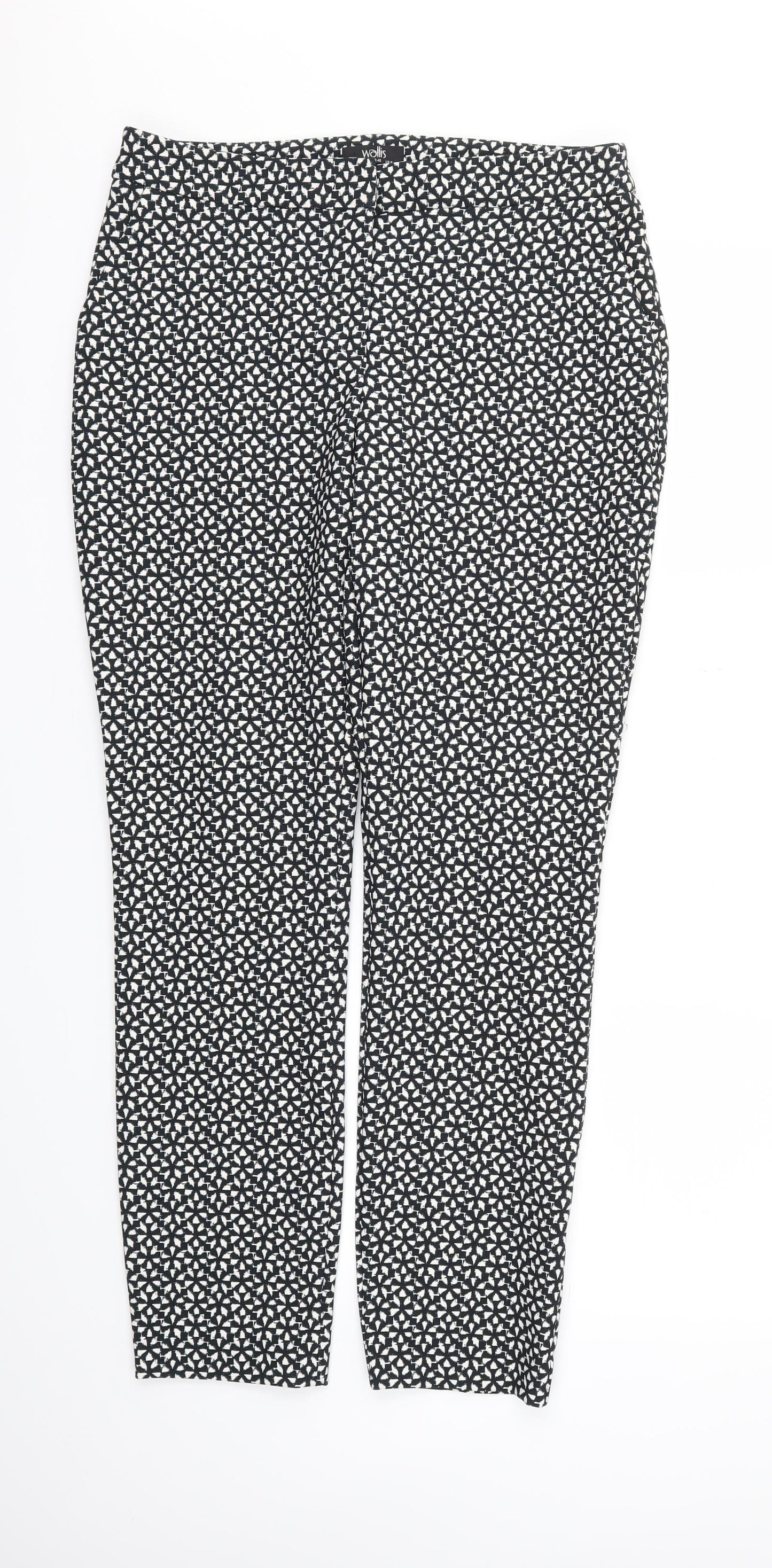 Wallis Womens Black Argyle/Diamond  Trousers  Size 12 L29 in