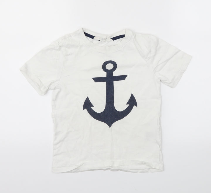 H&M Boys White   Basic T-Shirt Size 7-8 Years