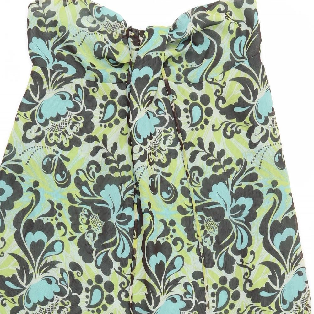 Debehams Womens Green Floral  Fit & Flare  Size 12