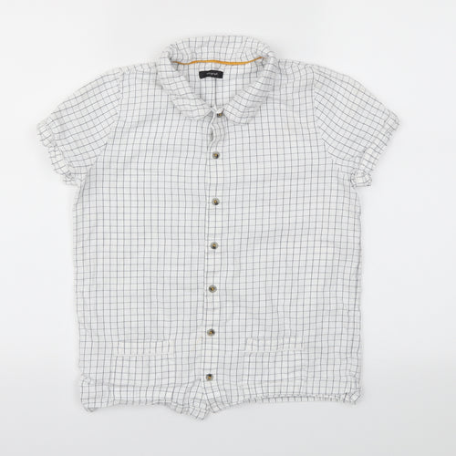 M&S Girls White Check  Basic T-Shirt Size 11-12 Years
