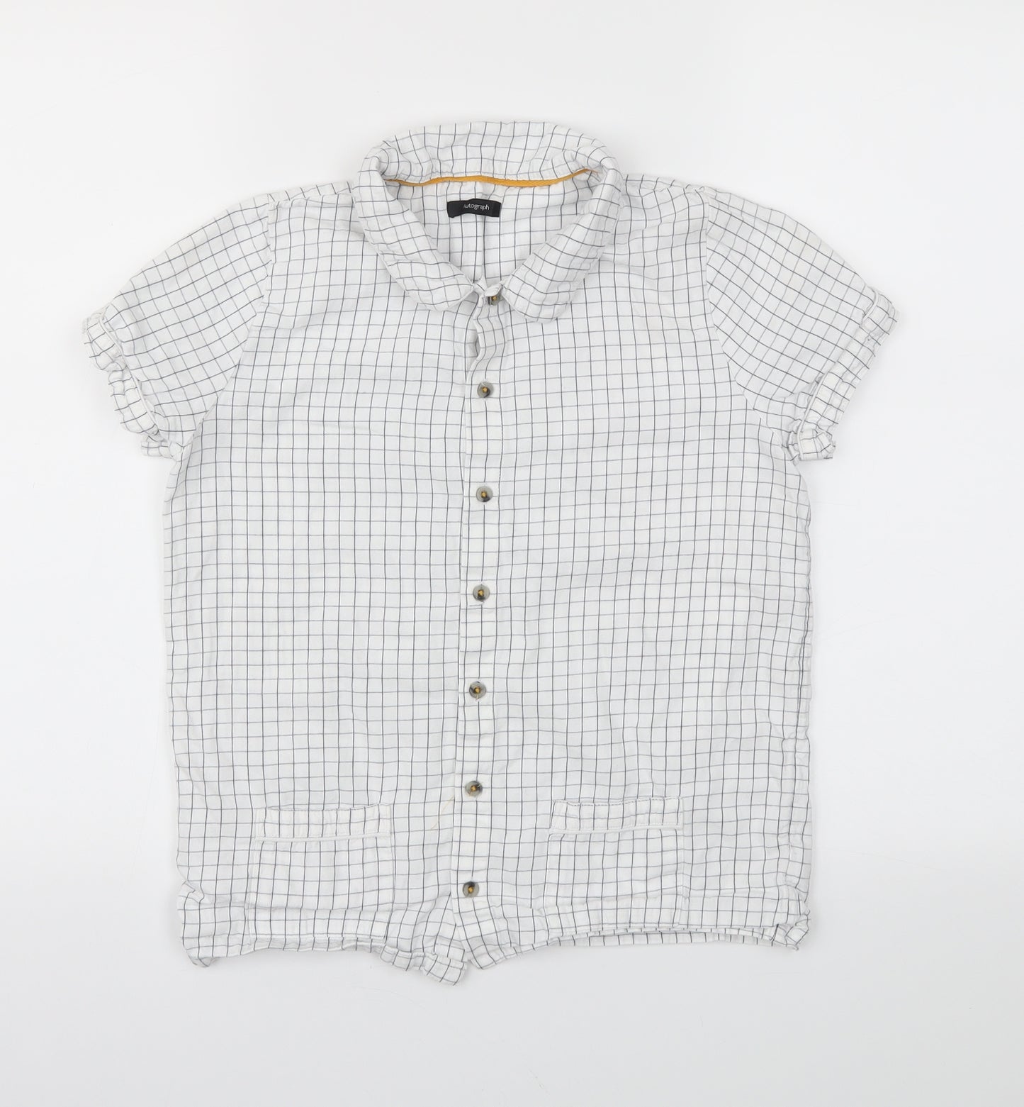 M&S Girls White Check  Basic T-Shirt Size 11-12 Years